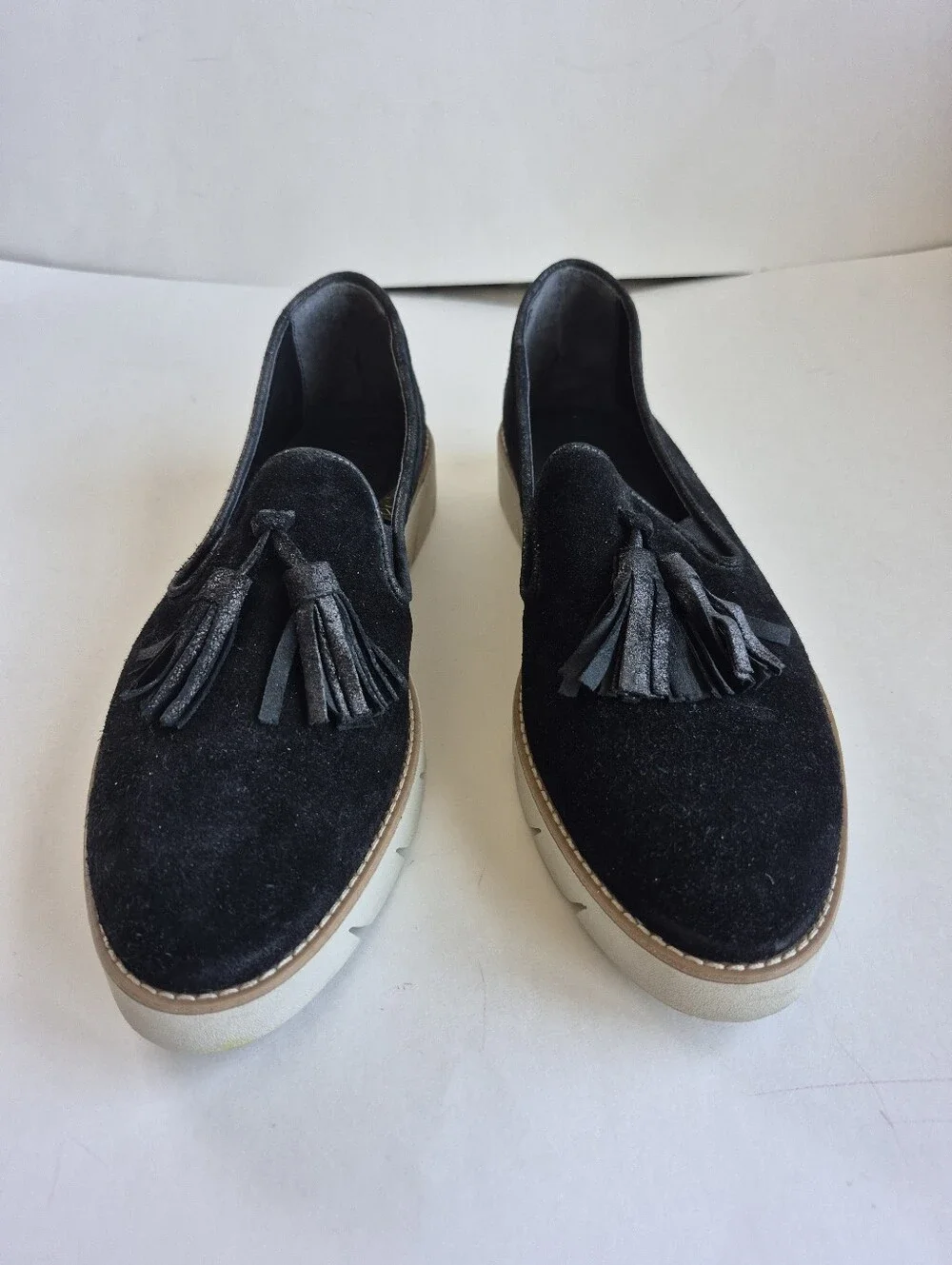 The FLEXX Shoes Traveler Too Black Suede Loafer Tassels Size 10